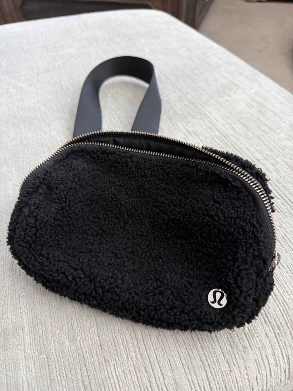LULULEMON Black Sherpa Mini Belt Bag Crossbody Fleece Belt Bag